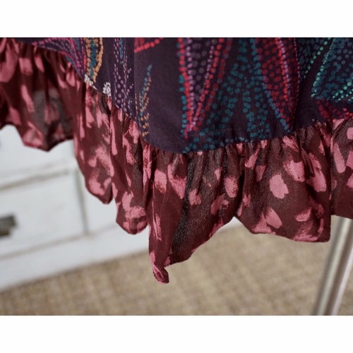 Johnny Was Alicante Silk Tunic Mini Ruffled Purple Tropical Dress S - Picture 6 of 7