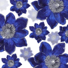 15 Pcs Velvet Christmas Magnolia Flowers in 3 Size Glitter Artificial Flower ...