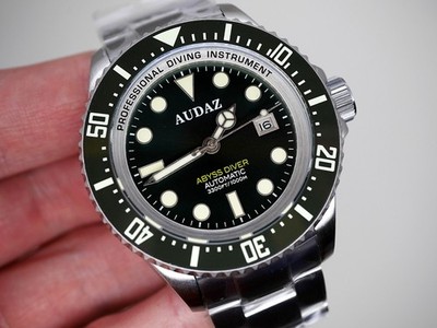   AUDAZ  ABYSS DIVER GREEN DIAL 1000M PROFESSIONAL DIVER INSTRUMENT NEW   PRICE