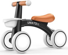 Toddler Balance Bike 12-24 Months Adjustable Seat 4 Wheel Black