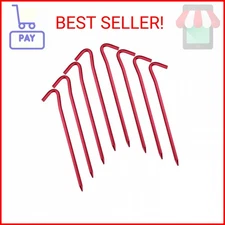 Hikemax 7075 Aluminum Tent Stakes 10 Pack - Ultralight 7 Inch Hook Tent Pegs wit