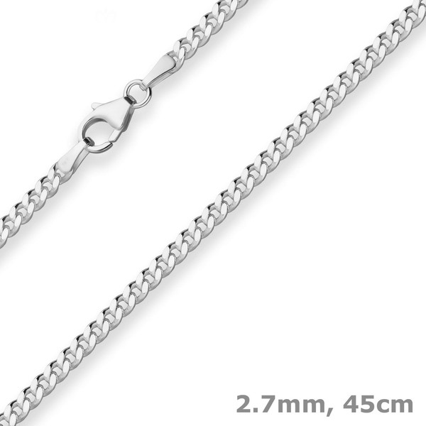 2,7Mm Panzerkette Silberkette Collier Halskette Aus 925 Silber 45Cm-image