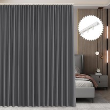 RYB HOME Room Divider 100"W x 84"L Pack of 1 , Straight Track-grey