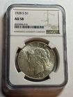 1928-S Peace Silver Dollar $1 NGC AU58 Bright White Better Date