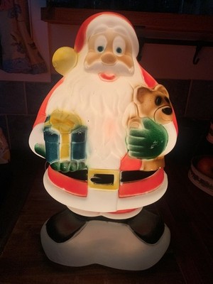 Vtg 90's General Foam Christmas Santa Claus Blow Mold Teddy 18x11x8 LIGHT WORKS