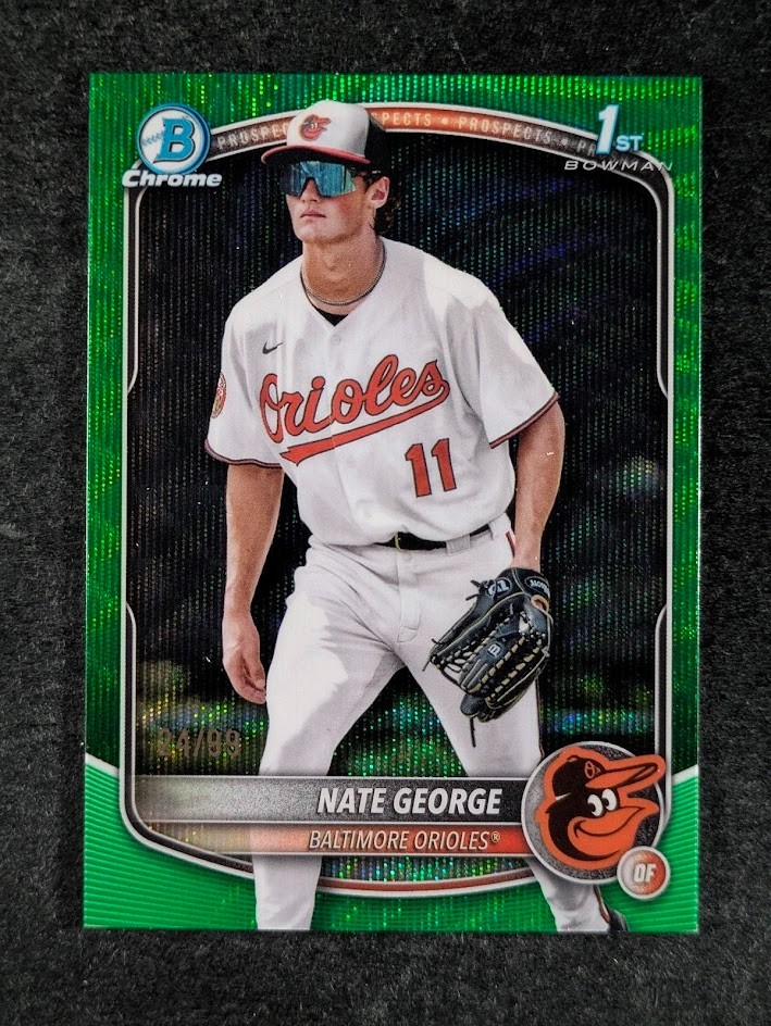 2025 Bowman Chrome NATE GEORGE 24/99 1st Green Wave Refractor Prospects SP