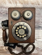 Telefono Vintage Western Elettrico Quadrante Rotante Legno Parete,Buone Condizioni Vedi Foto