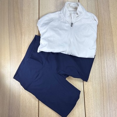 Freely  White Zip Jacket and Tory Sport Navy Leggings Athletic Set Womens XL