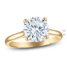 Anello Solitario Moissanite Taglio Tondo 3,0 Ct 💍Oro Giallo 14K Certificato Misura: 6