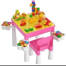 burgkidz Kids 5-in-1 Multi Activity Table Set - Building Block Table with