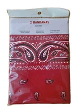 Pack of 2 Paisley Natural Cotton Extra Large Size Bandanas Red