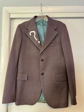 Sandbrook Sandess Vintage Patterned Jacket Blazer Orange Blue Gray inside stain