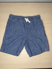 Wonder Nation Boys Blue Drawstring Shorts S 6-7 100 Cotton Elastic Waist