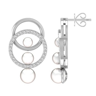 Natürliche Diamant & Perle Sterlingsilber Ohrhänger & Ohrhänger für Frauen