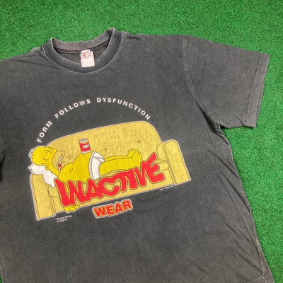#ad Vintage The Simpsons Shirt Mens M Black 1999 Homer Simpson Inactive Wear 90s Tee $49.95