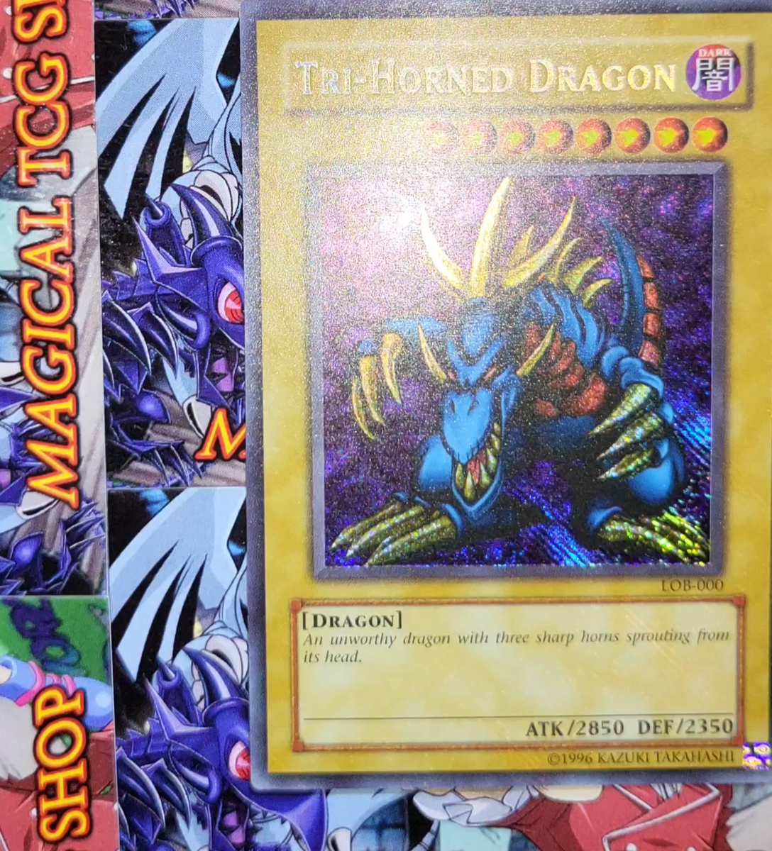 Yugioh Tri-Horned Dragon LOB-000 Secret Rare Reverse Foil Holo