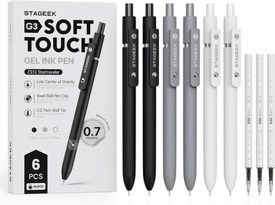 STAGEEK Gelstifte 6 Stück 0,7 mm kugelschreiber schwarz Tinte,mit 3