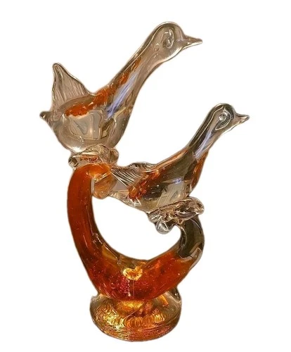 Vintage Murano Style Hand Blown Glass Love Birds