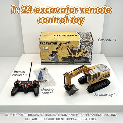 LIMITED EDITION 1:24 RC Excavator Toy with Remote Control, Lights & Sounds
