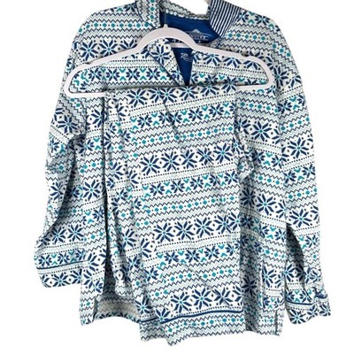 P.J. Salvage Blue White Fair Isle Print 2 Piece Cotton Pajama Set Size Medium