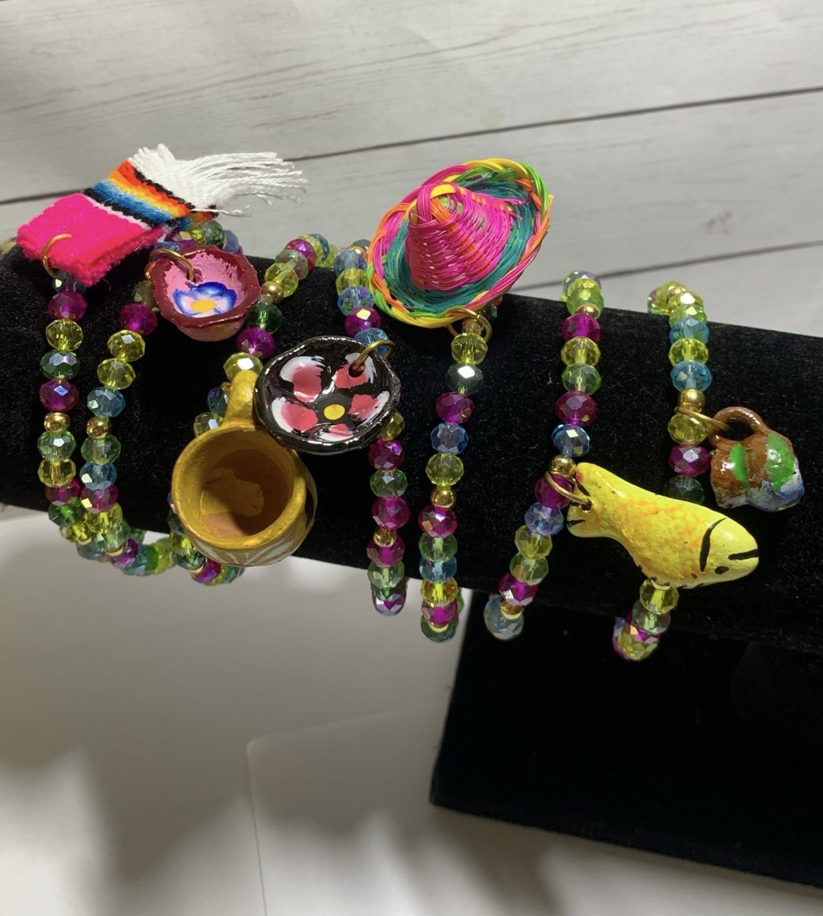 Multicolor Adjustable Beaded Charm Bracelets Set,… - image 2