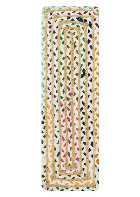 Hand Geflochten Chindi Baumwolle Jute Teppich Läufer,Geometrisch Treppe Stufen ,