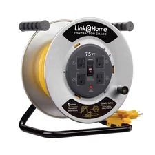75 Ft. 12/3 Extension Cord Storage Reel with 4 Grounded Outlets and Overload ...