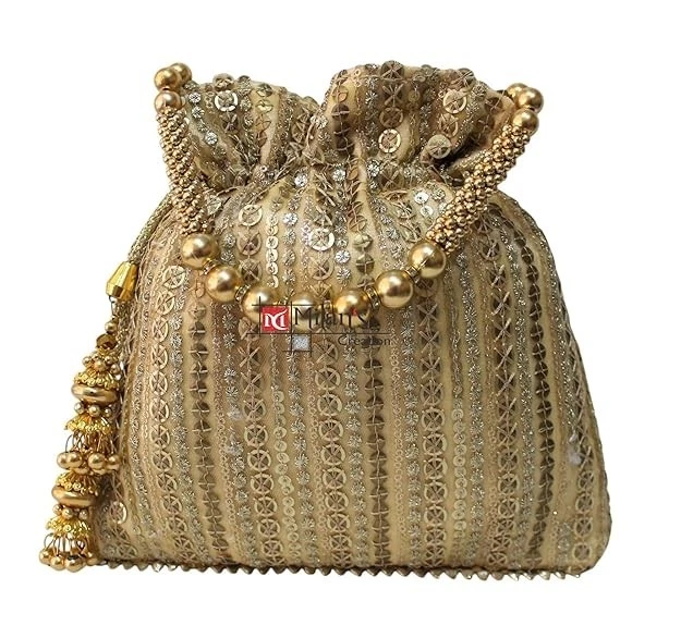 Handbag Party wear Embroidery gold Potli Bag and Wedding for Gift Women & girls
