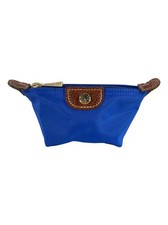 LONGCHAMP le pliage nylon leather coin pouch holder indigo blue or orange purse