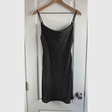 Urban Outfitters Mallory Cowl Neck Slip Dress Black Satin Finish Women's S Small