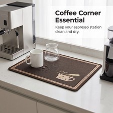 Diatomaceous Earth Dish Drying Mat, Coffee Design Non-Slip Bar Mat