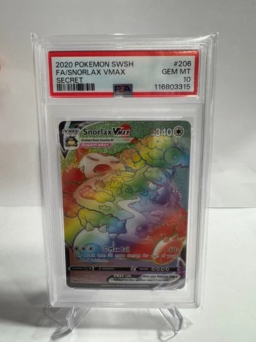 POKEMON 2020 FA/SNORLAX VMAX SECRET SWORD & SHIELD #206 PSA 10