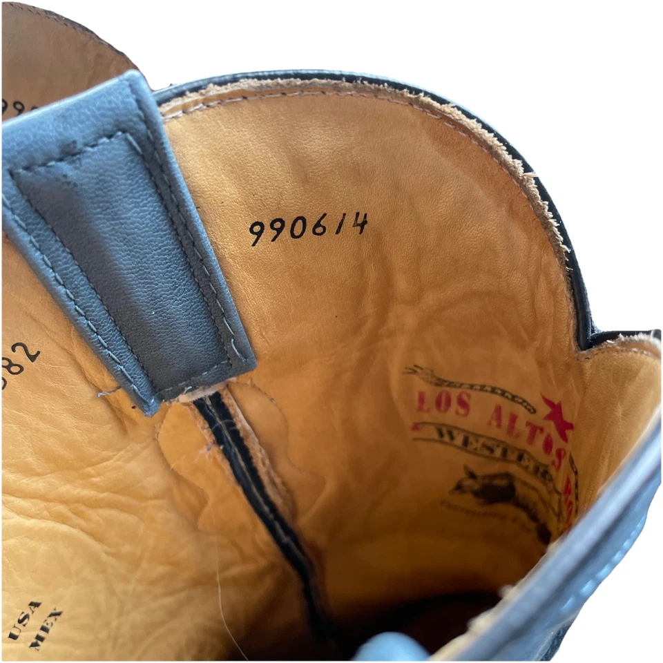 BOTAS LOS ALTOS Genuinas Lagarto Hechas a Mano Cuero Occidental Gris Botas para Mujer Talla 8 Foto 3 de 4