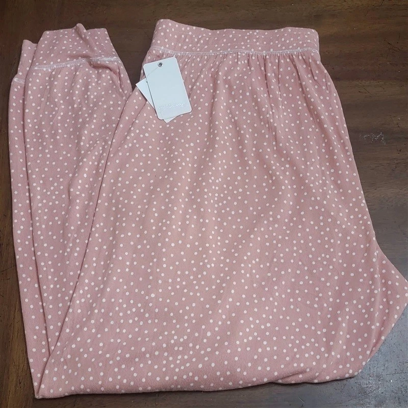 NWT PJ Salvage 2X Dusty Rose Polka Dot Peachy Jersey Joggers Pants 112957 - Image 2 of 3