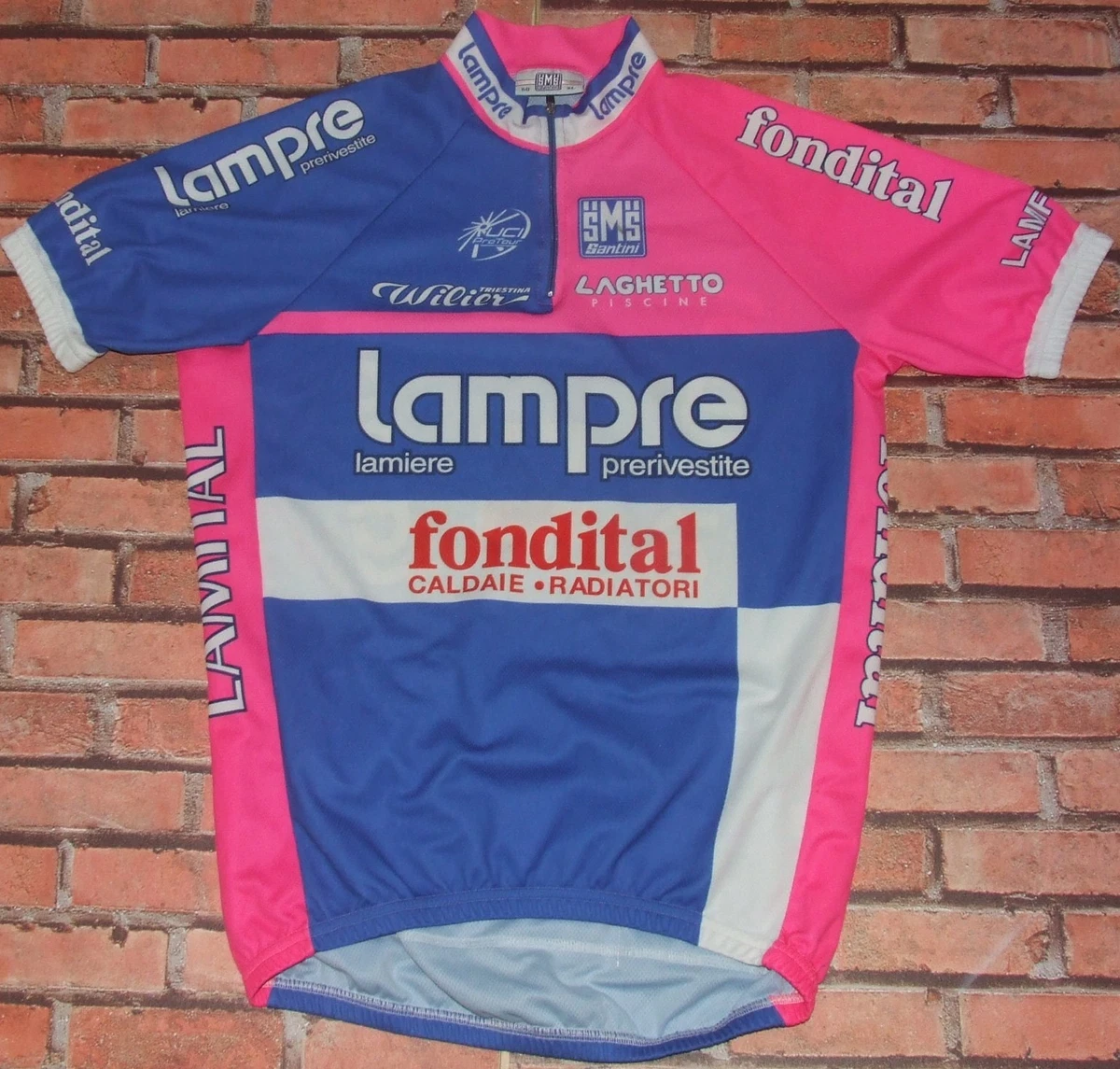 Maillot Cycliste LAMPRE-DAIKIN 2001 – SMS Santini, Taille XL, Bleu, Très Bon état