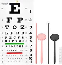 Snellen Eye Exam Chart - 20 Feet, 22x11 Inch with 2 Pack Cute Eye Occluder Set