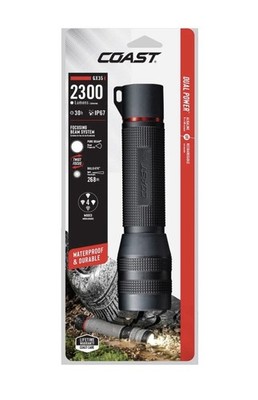 Coast GX35 2300 Lumen Waterproof Rechargeable Dual Power LED Flashlight NEW  