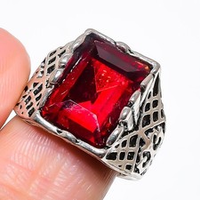 Mozambique Garnet Gemstone 925 Sterling Silver Jewelry Ring Size 7.5 Z663