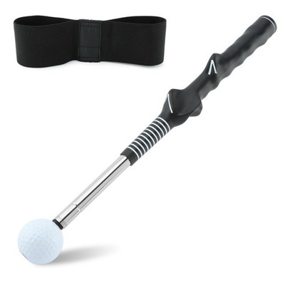 NINEFOX Golf Swing Pro Trainer: Portable Retractable Stick with Click Black 
