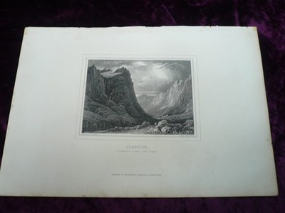 kleine antike Radierung ''Glencoe Looking Down The Pass'' 1860 Blackie (54)