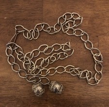Vintage 1960's Silver Tone Chain Belt Metal Sphere Orb Station Mod Boho 35 In
