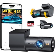 4K Dash Cam Front and Rear, 64GB SD Card, 1.5” IPS Display Car Camera, 5Ghz W...