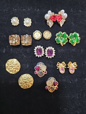 Vintage To Now Mixed Earring Lot Pierced Some Signed Mixed Styles Colors