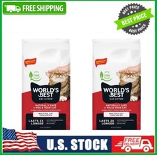 2 Bag WORLD'S BEST CAT LITTER Unscented - Natural Ingredient, Clumping, 15lb Bag