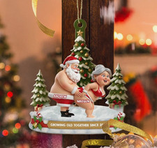 Funny Couple 2D Flat Ornament, Personalized Custom Growing Old Together Ornament