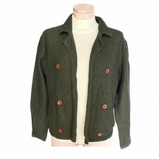 Vintage 90s Olive Green Pendleton 100 Wool Cardigan Sweater Size Small