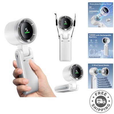 Foldable Powerful USB Rechargeable Mini Fan With Touch Control & Digital Display