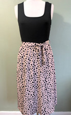 Shein Sleeveless Long Dress UK 12/14 Stretch Jersey Top Flared Skirt Tie Waist
