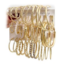 Gold Hoop Earrings Set for Women Shining Synthetic Zircon Big Hoop Fashion