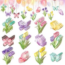 Wenqik 36 Pcs Spring Ornaments for Tree Spring Flower Tulip Wooded Decoration...